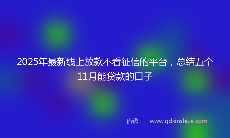 2025年最新线上放款不看征信的平台，总结五个11月能贷款的口子