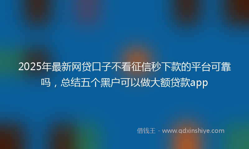 2025年最新网贷口子不看征信秒下款的平台可靠吗，总结五个黑户可以做大额贷款app