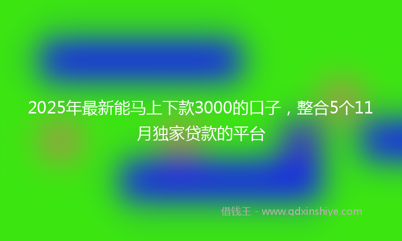 2025年最新能马上下款3000的口子，整合5个11月独家贷款的平台