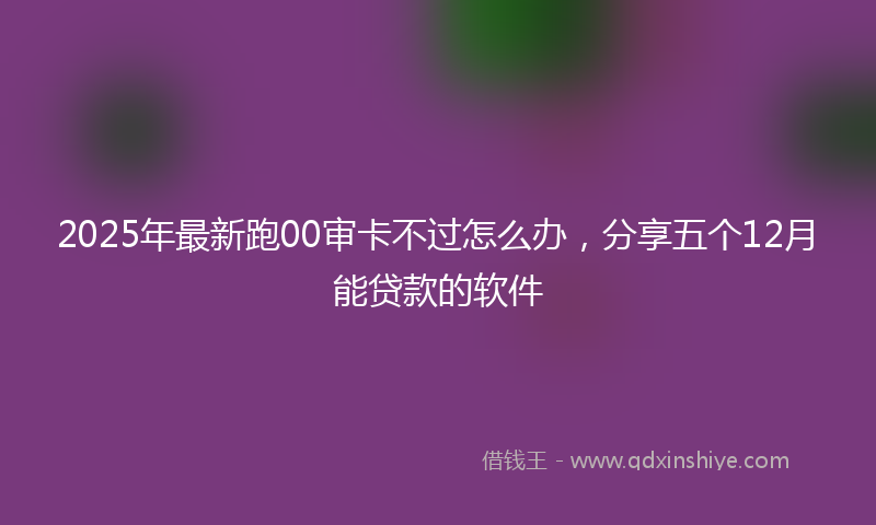 2025年最新跑00审卡不过怎么办，分享五个12月能贷款的软件