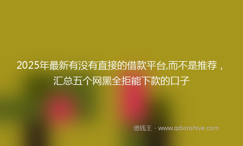 2025年最新有没有直接的借款平台,而不是推荐，汇总五个网黑全拒能下款的口子