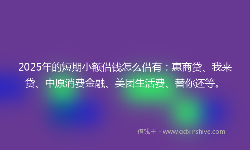2025年的短期小额借钱怎么借有：惠商贷、我来贷、中原消费金融、美团生活费、替你还等。