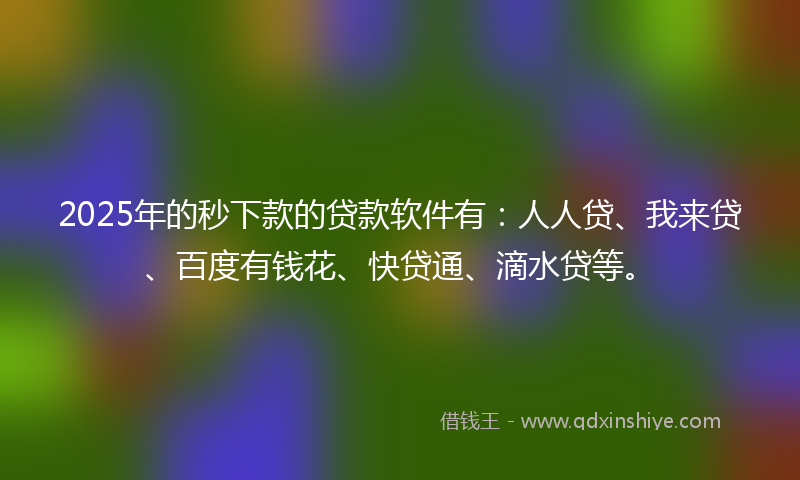 2025年的秒下款的贷款软件有：人人贷、我来贷、百度有钱花、快贷通、滴水贷等。