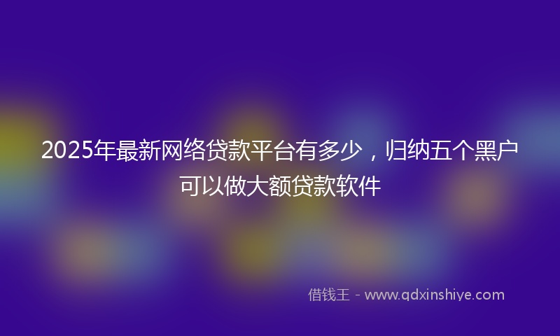 2025年最新网络贷款平台有多少，归纳五个黑户可以做大额贷款软件