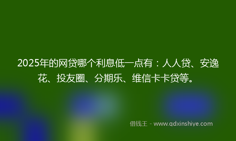 2025年的网贷哪个利息低一点有：人人贷、安逸花、投友圈、分期乐、维信卡卡贷等。