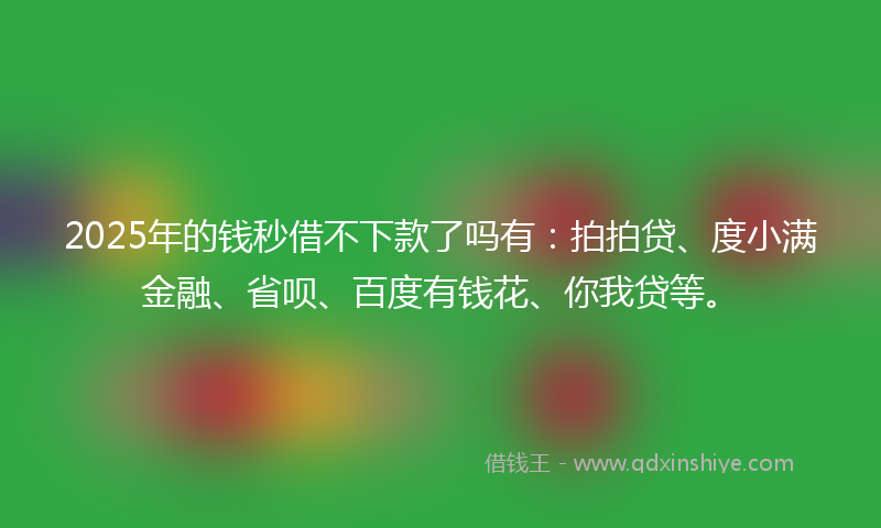 2025年的钱秒借不下款了吗有：拍拍贷、度小满金融、省呗、百度有钱花、你我贷等。