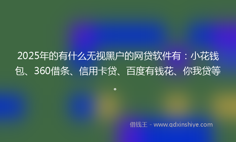 2025年的有什么无视黑户的网贷软件有：小花钱包、360借条、信用卡贷、百度有钱花、你我贷等。