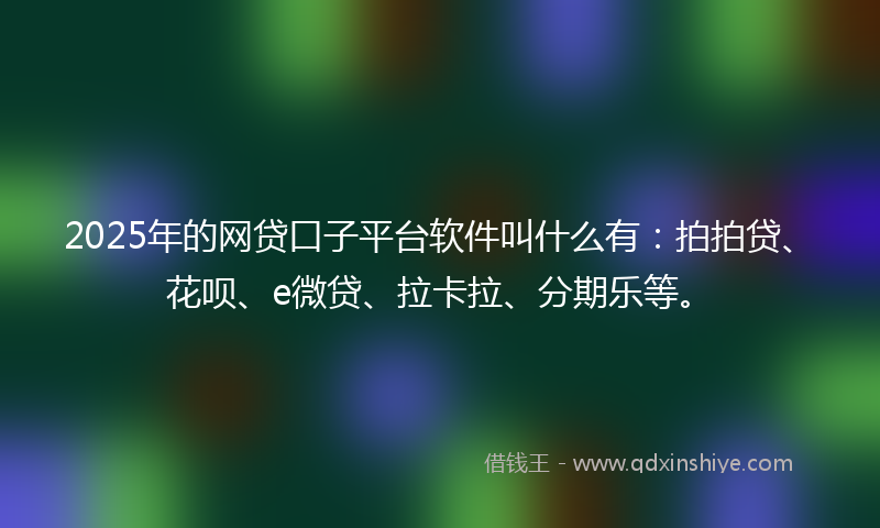 2025年的网贷口子平台软件叫什么有：拍拍贷、花呗、e微贷、拉卡拉、分期乐等。