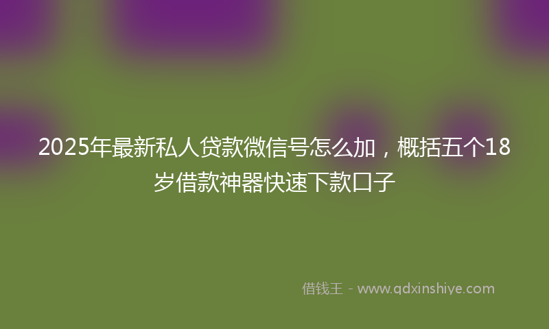 2025年最新私人贷款微信号怎么加，概括五个18岁借款神器快速下款口子