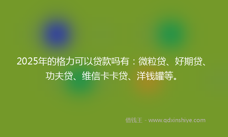 2025年的格力可以贷款吗有：微粒贷、好期贷、功夫贷、维信卡卡贷、洋钱罐等。