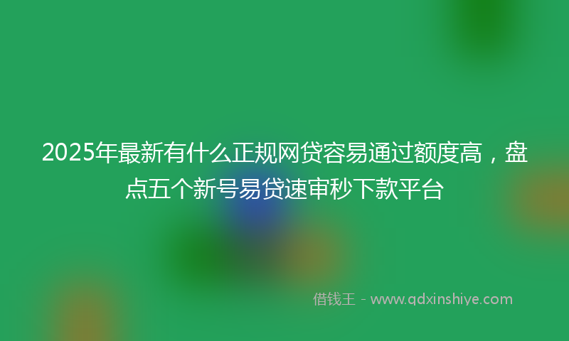2025年最新有什么正规网贷容易通过额度高，盘点五个新号易贷速审秒下款平台