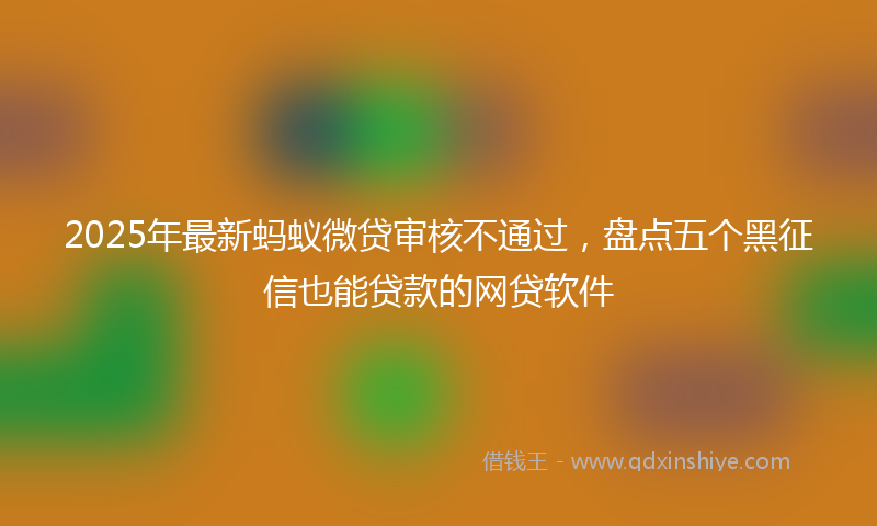 2025年最新蚂蚁微贷审核不通过，盘点五个黑征信也能贷款的网贷软件