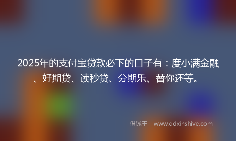 2025年的支付宝贷款必下的口子有：度小满金融、好期贷、读秒贷、分期乐、替你还等。