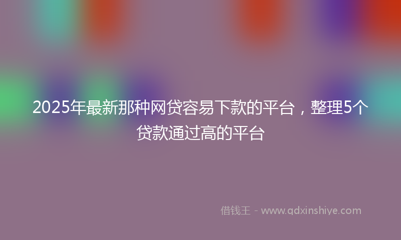 2025年最新那种网贷容易下款的平台，整理5个贷款通过高的平台