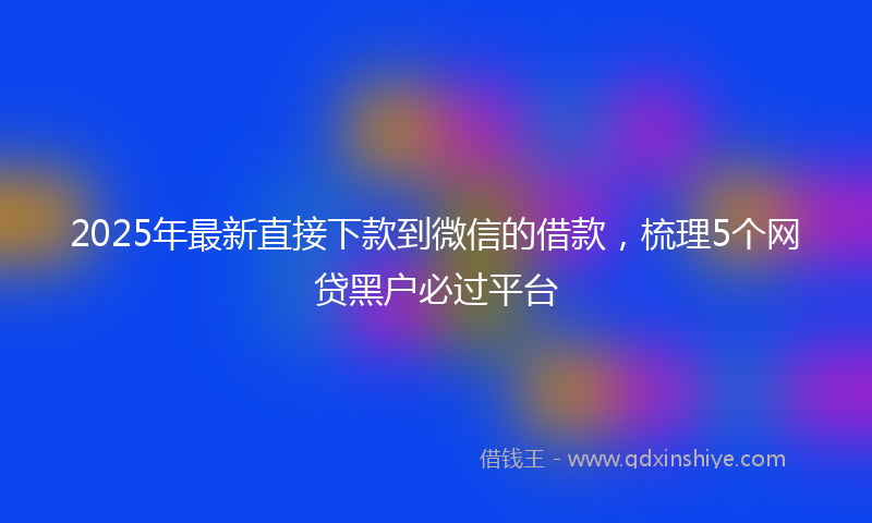 2025年最新直接下款到微信的借款，梳理5个网贷黑户必过平台
