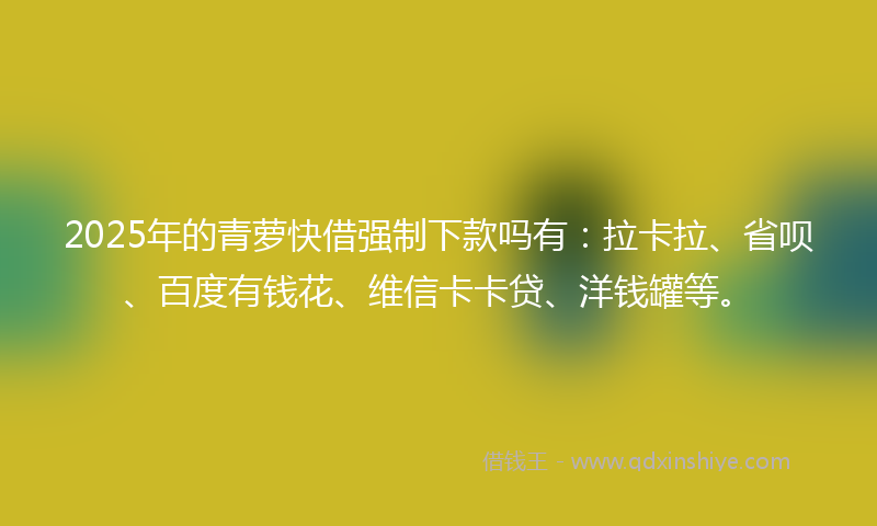 2025年的青萝快借强制下款吗有：拉卡拉、省呗、百度有钱花、维信卡卡贷、洋钱罐等。