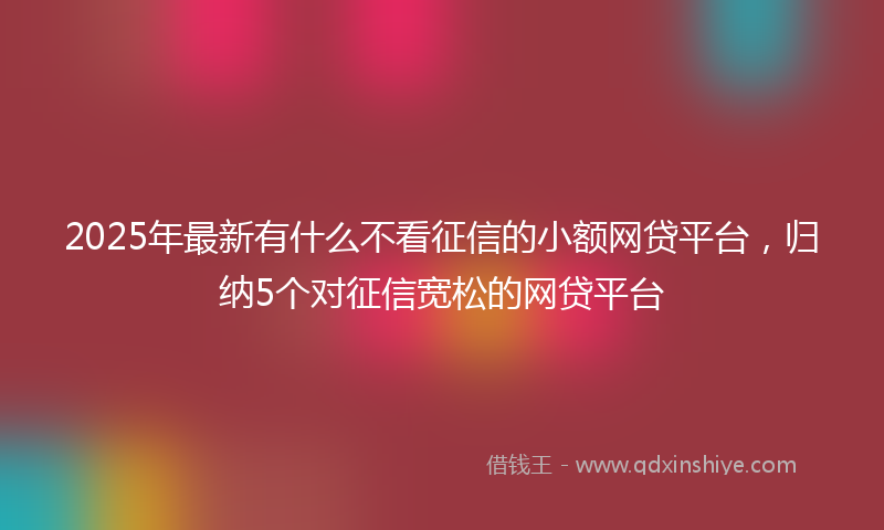 2025年最新有什么不看征信的小额网贷平台，归纳5个对征信宽松的网贷平台