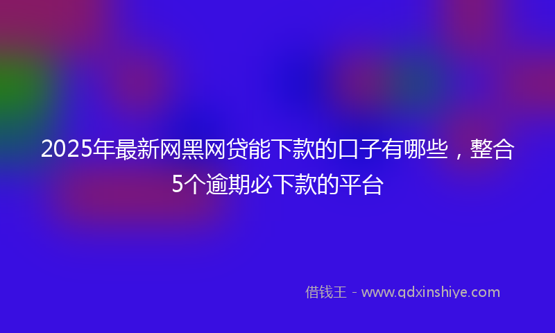 2025年最新网黑网贷能下款的口子有哪些，整合5个逾期必下款的平台