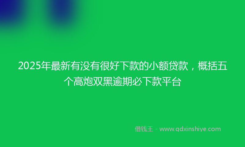 2025年最新有没有很好下款的小额贷款，概括五个高炮双黑逾期必下款平台
