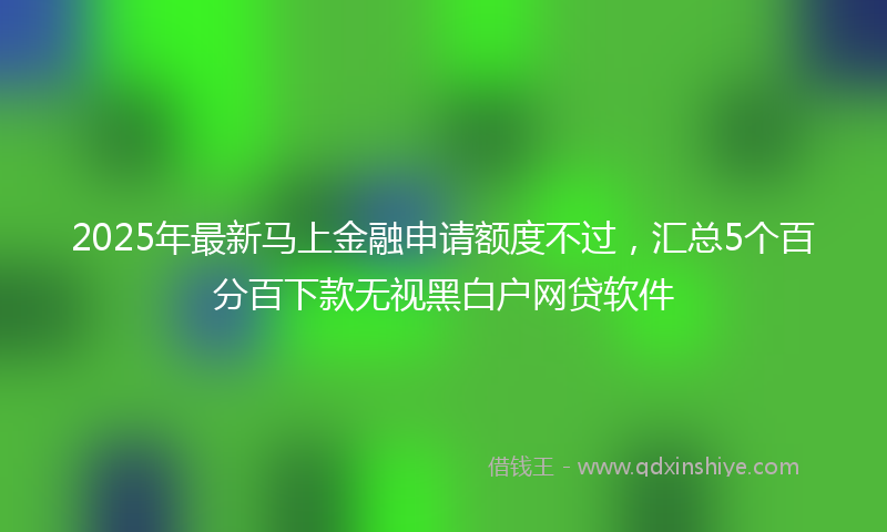 2025年最新马上金融申请额度不过，汇总5个百分百下款无视黑白户网贷软件