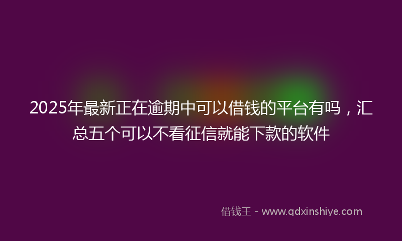 2025年最新正在逾期中可以借钱的平台有吗，汇总五个可以不看征信就能下款的软件