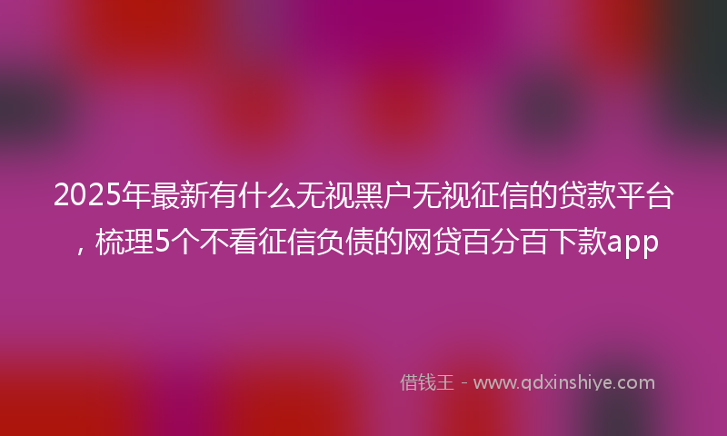 2025年最新有什么无视黑户无视征信的贷款平台，梳理5个不看征信负债的网贷百分百下款app