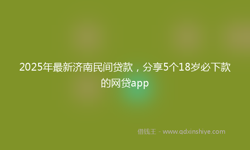 2025年最新济南民间贷款，分享5个18岁必下款的网贷app