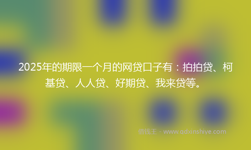 2025年的期限一个月的网贷口子有：拍拍贷、柯基贷、人人贷、好期贷、我来贷等。