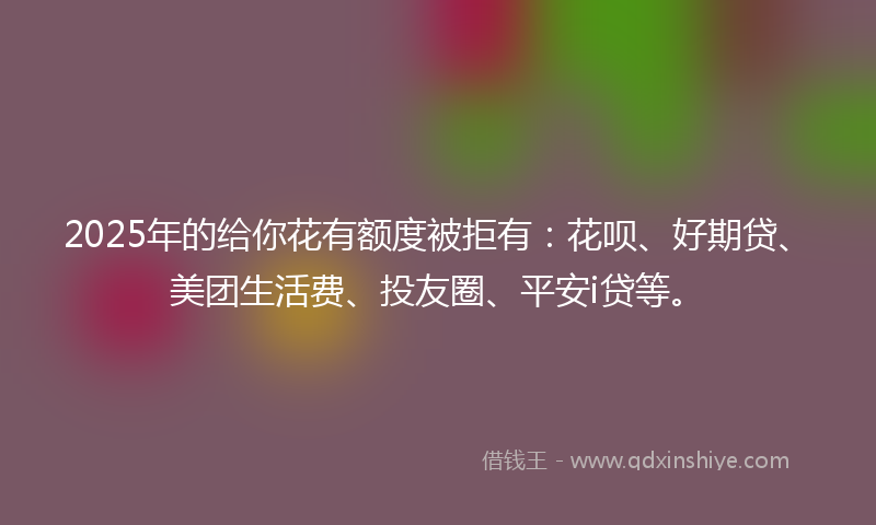 2025年的给你花有额度被拒有：花呗、好期贷、美团生活费、投友圈、平安i贷等。