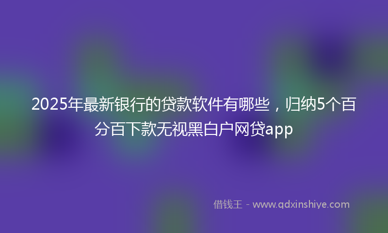 2025年最新银行的贷款软件有哪些，归纳5个百分百下款无视黑白户网贷app