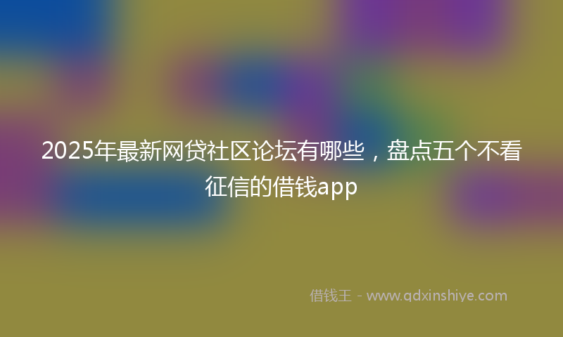2025年最新网贷社区论坛有哪些，盘点五个不看征信的借钱app