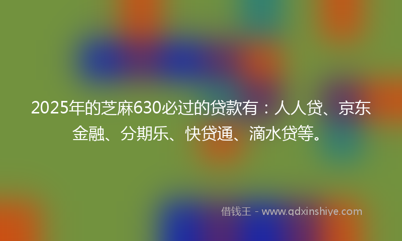2025年的芝麻630必过的贷款有：人人贷、京东金融、分期乐、快贷通、滴水贷等。