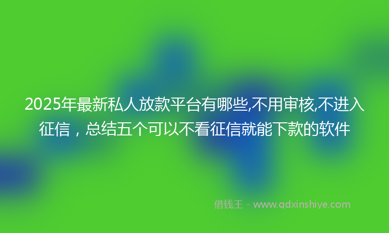 2025年最新私人放款平台有哪些,不用审核,不进入征信，总结五个可以不看征信就能下款的软件