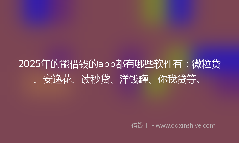 2025年的能借钱的app都有哪些软件有：微粒贷、安逸花、读秒贷、洋钱罐、你我贷等。