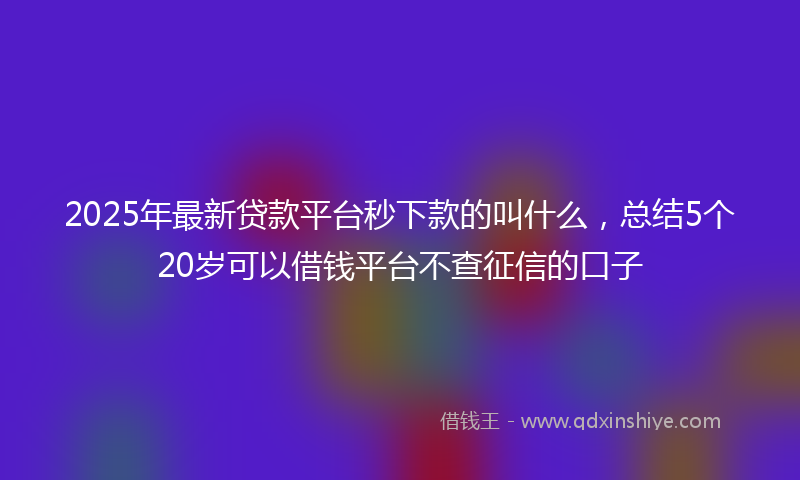 2025年最新贷款平台秒下款的叫什么，总结5个20岁可以借钱平台不查征信的口子