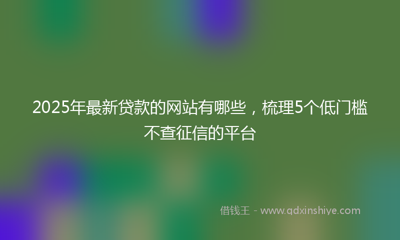 2025年最新贷款的网站有哪些，梳理5个低门槛不查征信的平台