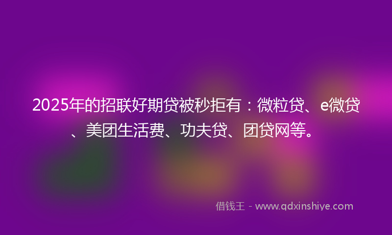 2025年的招联好期贷被秒拒有：微粒贷、e微贷、美团生活费、功夫贷、团贷网等。