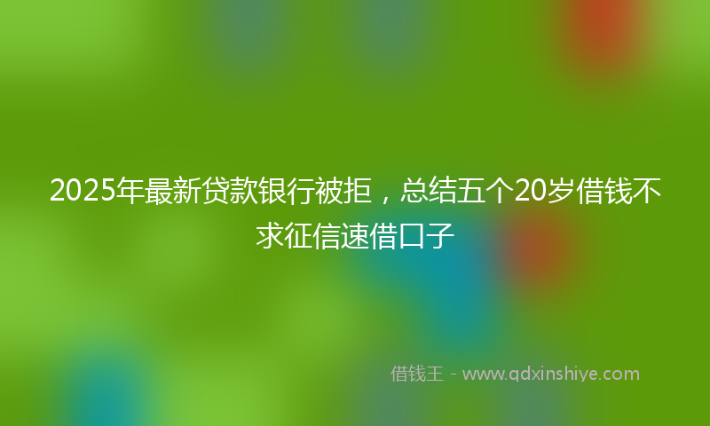 2025年最新贷款银行被拒，总结五个20岁借钱不求征信速借口子