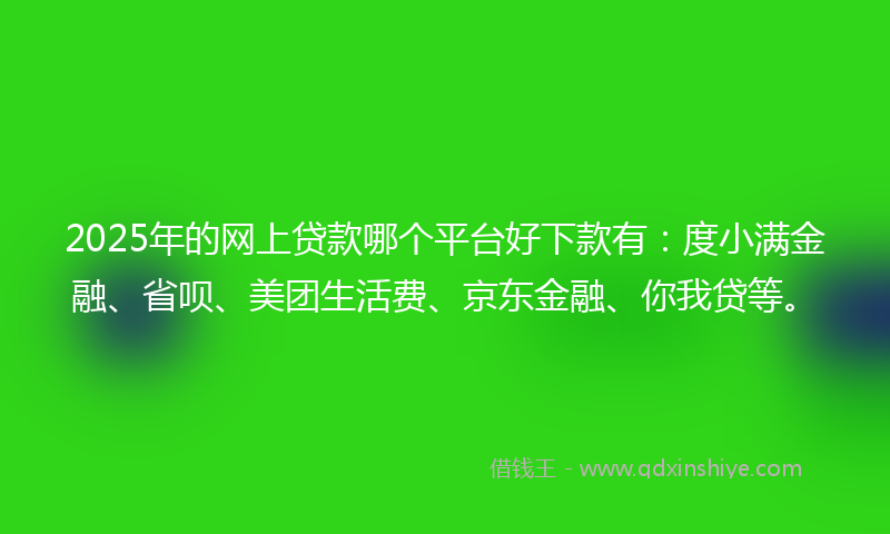2025年的网上贷款哪个平台好下款有：度小满金融、省呗、美团生活费、京东金融、你我贷等。