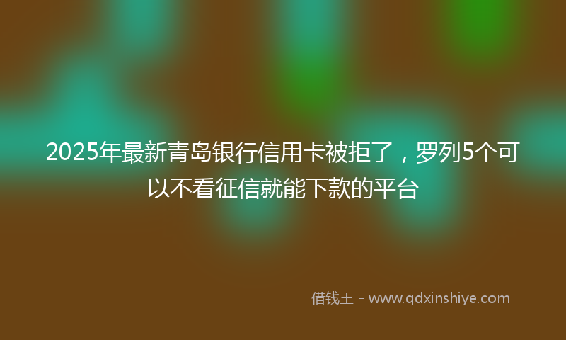2025年最新青岛银行信用卡被拒了，罗列5个可以不看征信就能下款的平台