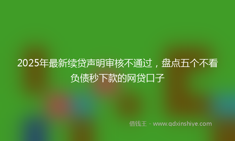 2025年最新续贷声明审核不通过，盘点五个不看负债秒下款的网贷口子