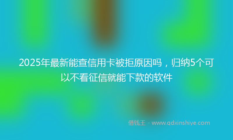 2025年最新能查信用卡被拒原因吗，归纳5个可以不看征信就能下款的软件