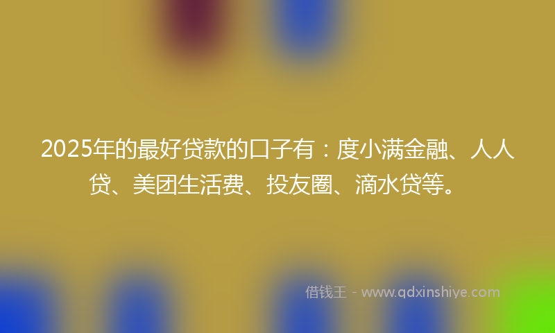 2025年的最好贷款的口子有：度小满金融、人人贷、美团生活费、投友圈、滴水贷等。