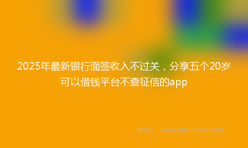 2025年最新银行面签收入不过关，分享五个20岁可以借钱平台不查征信的app