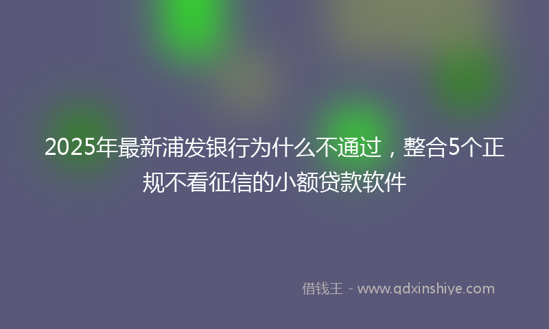2025年最新浦发银行为什么不通过，整合5个正规不看征信的小额贷款软件
