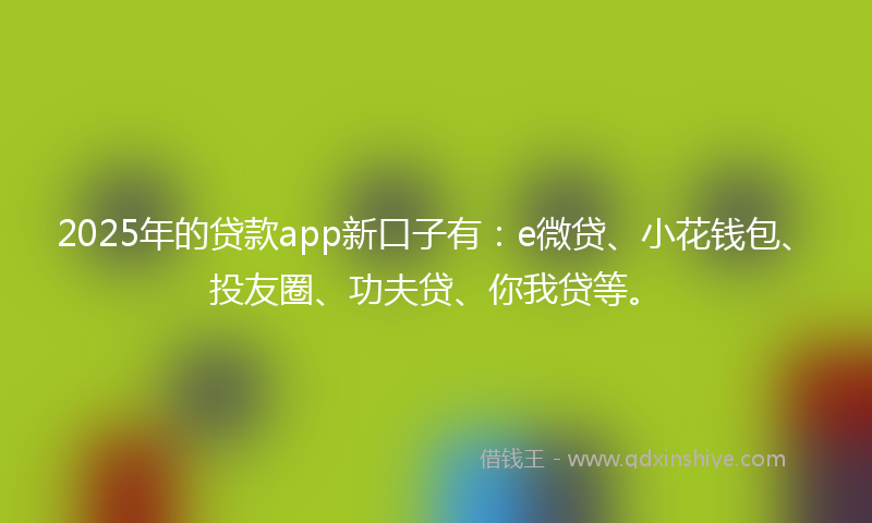 2025年的贷款app新口子有：e微贷、小花钱包、投友圈、功夫贷、你我贷等。