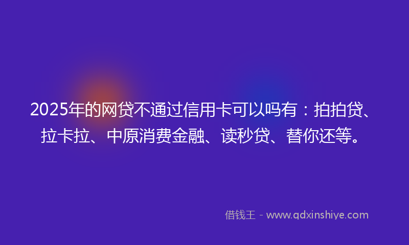2025年的网贷不通过信用卡可以吗有：拍拍贷、拉卡拉、中原消费金融、读秒贷、替你还等。