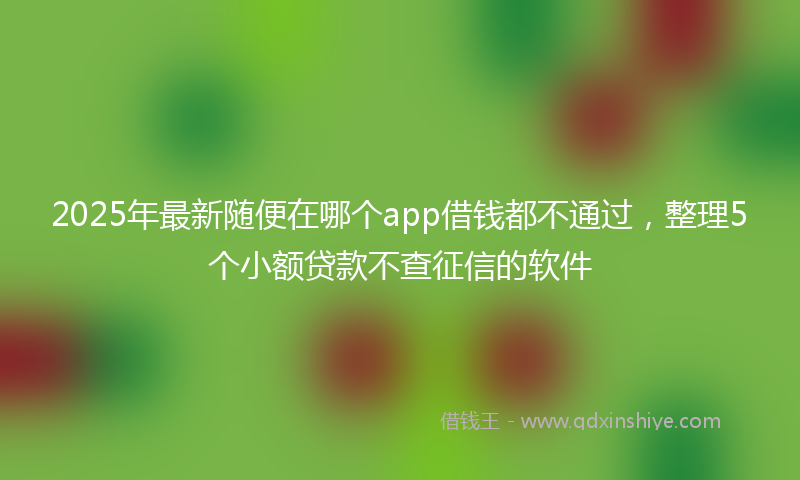 2025年最新随便在哪个app借钱都不通过，整理5个小额贷款不查征信的软件