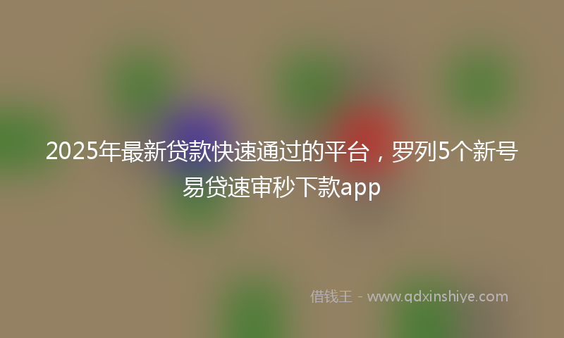 2025年最新贷款快速通过的平台，罗列5个新号易贷速审秒下款app