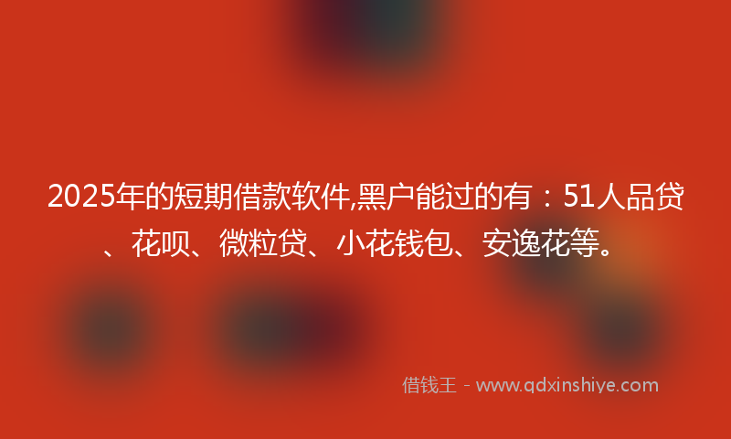 2025年的短期借款软件,黑户能过的有：51人品贷、花呗、微粒贷、小花钱包、安逸花等。